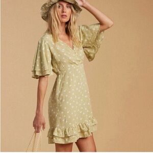 Billabong x Salty Blonde Green Ruffled Sundress